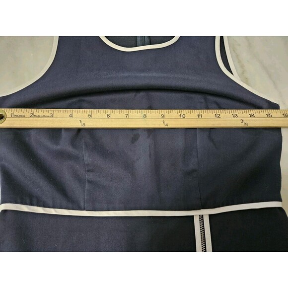 Ann Taylor Factory Dress👗Navy Blue, White Stitching, Sleeveless 0P Petite - Picture 3 of 8